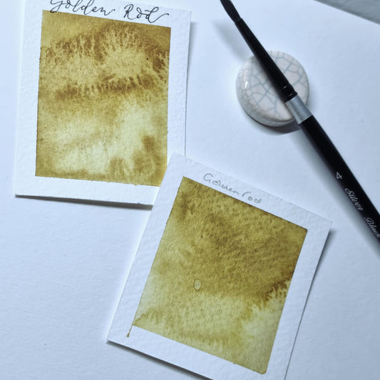 Handmade watercolour paint | vegan granulating Yellow/amber/brown | Golden Rod | gift for artist |