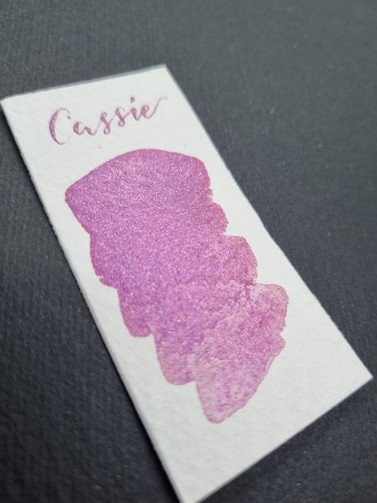Handmade Shimmer Watercolor Paint | Pink Cerise Mica, Calligraphy Ink | Cassie