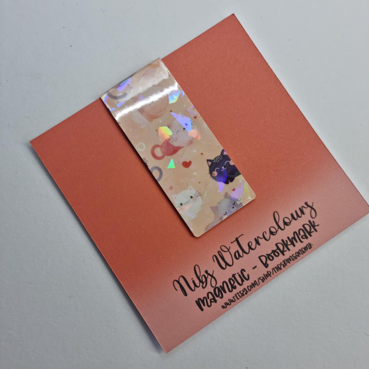 Kawaii Cat Magnetic Bookmark | Holographic Gift for Book Lover