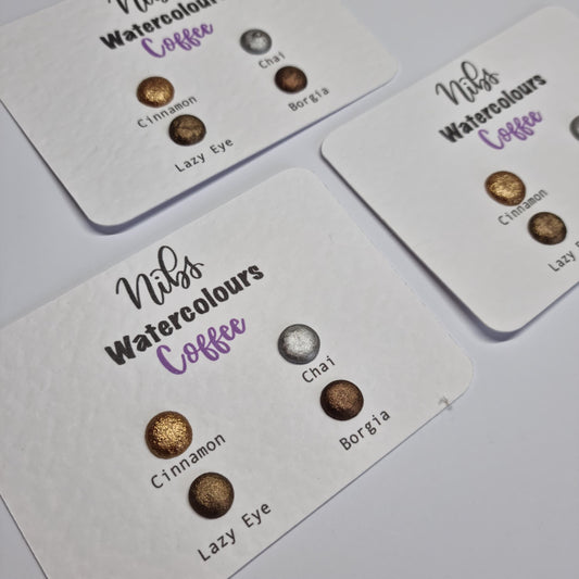 Shimmer Watercolor Dot Card Collection | Coffee Theme, Vegan Handmade Paint