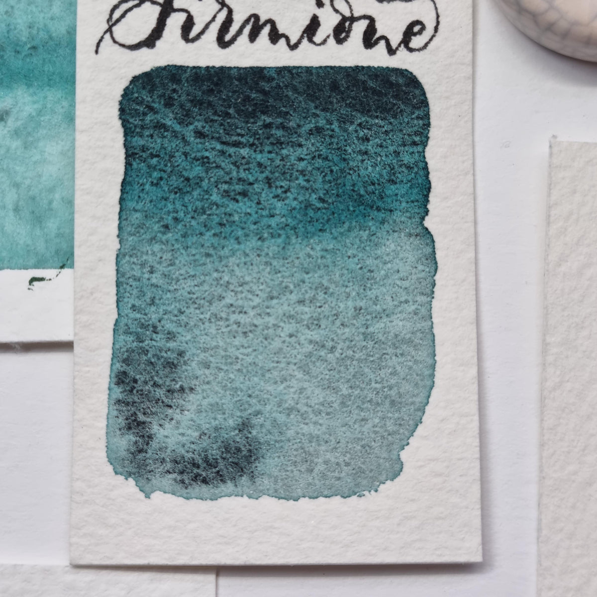 Handmade watercolour paint | Green/turquoise/black granulating separating | Sirmione | gift for artist