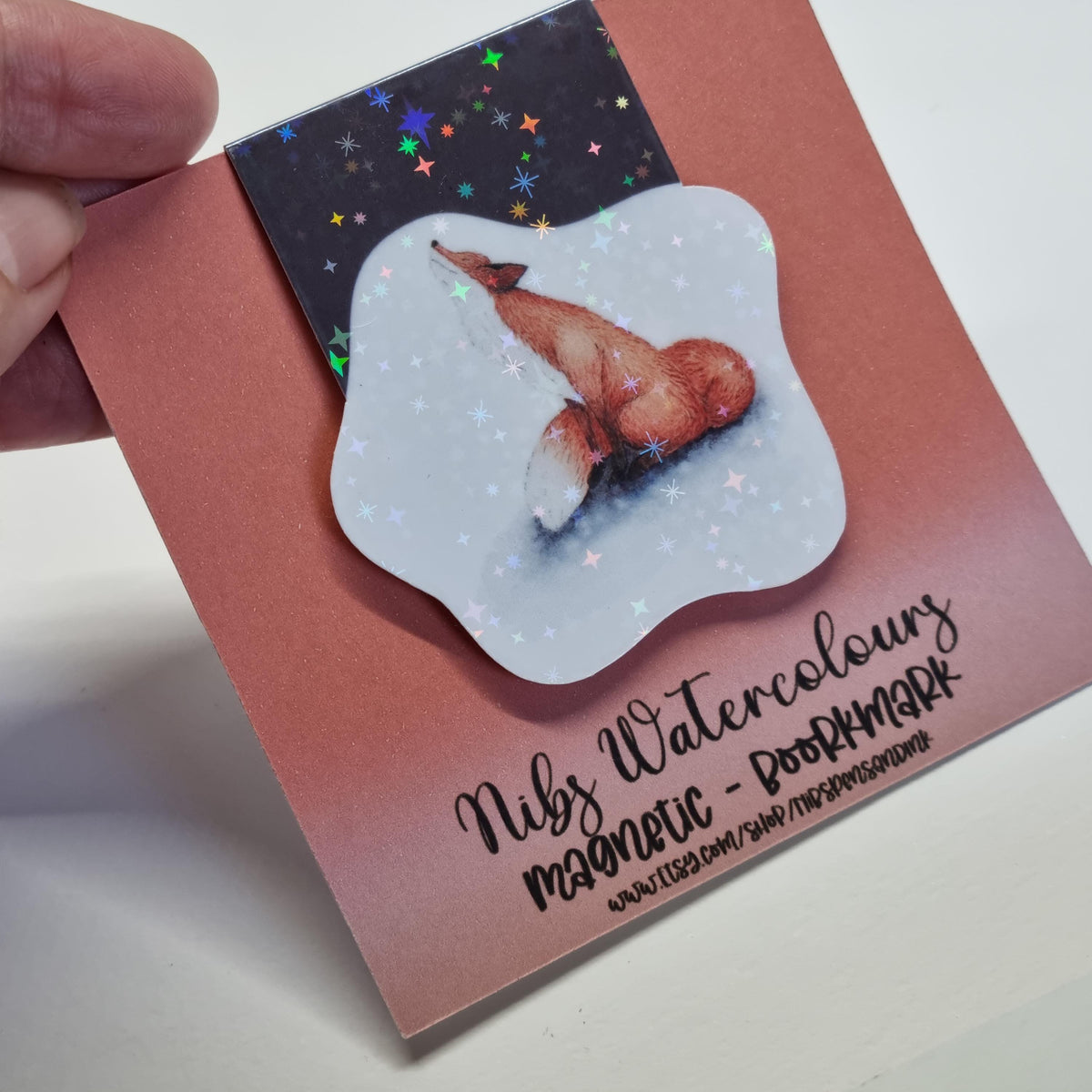 Holographic Fox Magnetic Bookmark – Whimsical Reader Gift