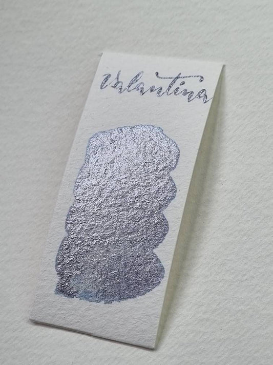 Handmade Glitter Watercolor Paint | Lilac Blue Iridescent, Vegan Half Pan | Valantina