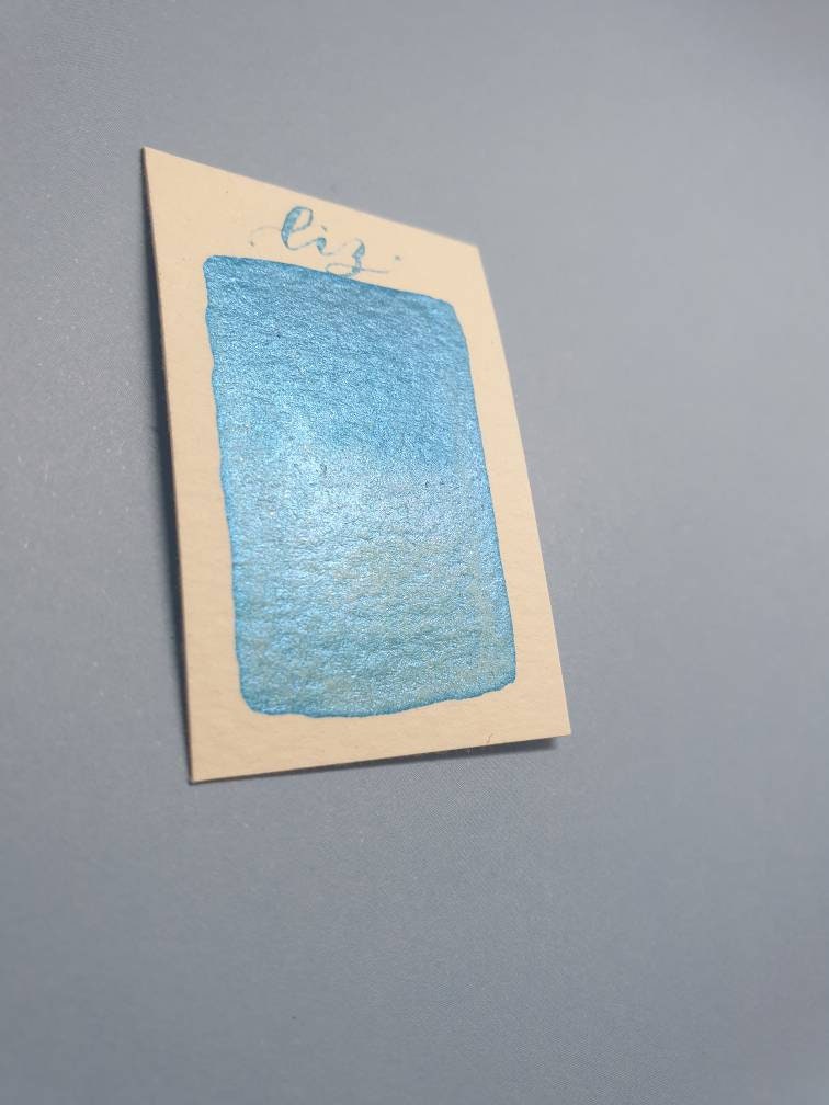 Handmade Glitter Watercolor Paint | "Liz" Blue Metallic Shimmer