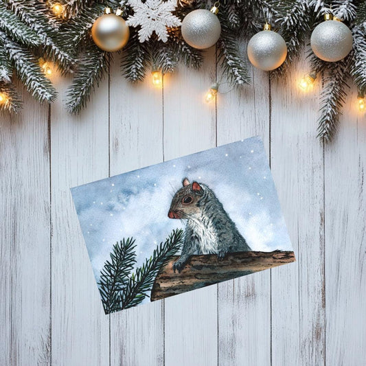 Whimsical Luxury Squirrel Christmas Card | Adorable Xmas Greeting | Nature-Inspired Art | card for Dad