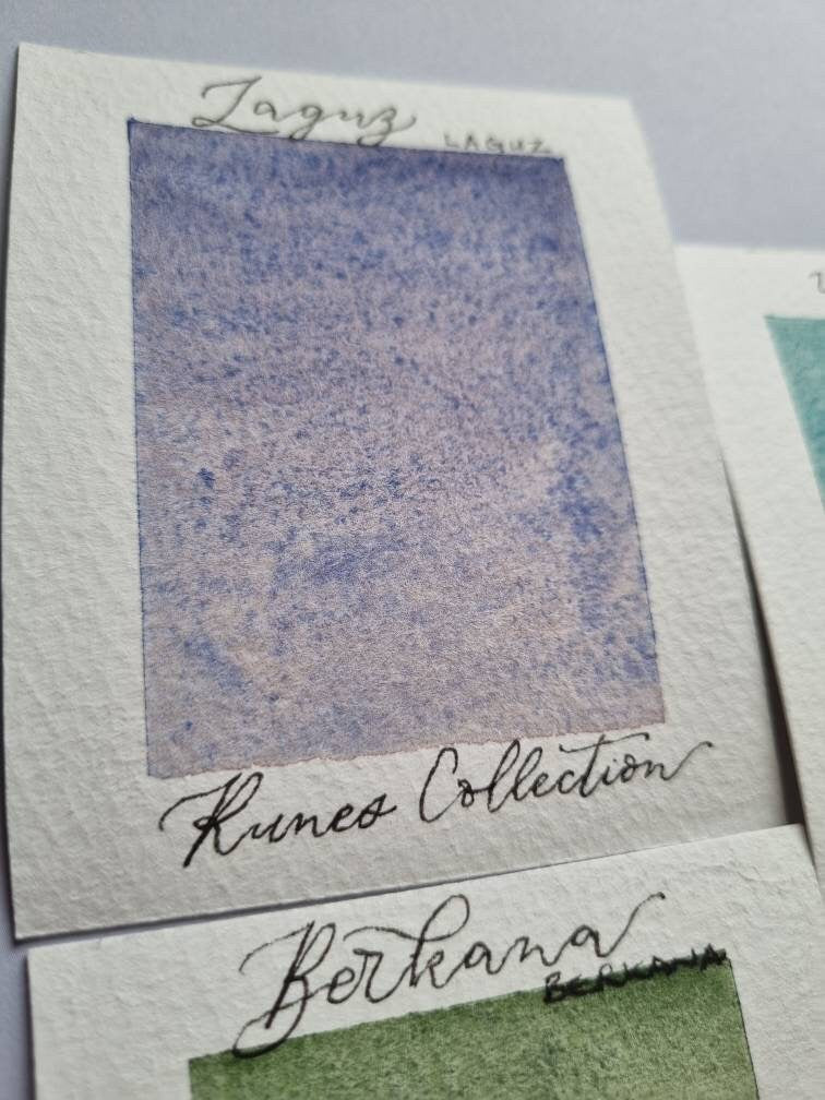 Handmade watercolour paint | separating granulating blue purple| Laguz - Runes paint set | gift for artist |