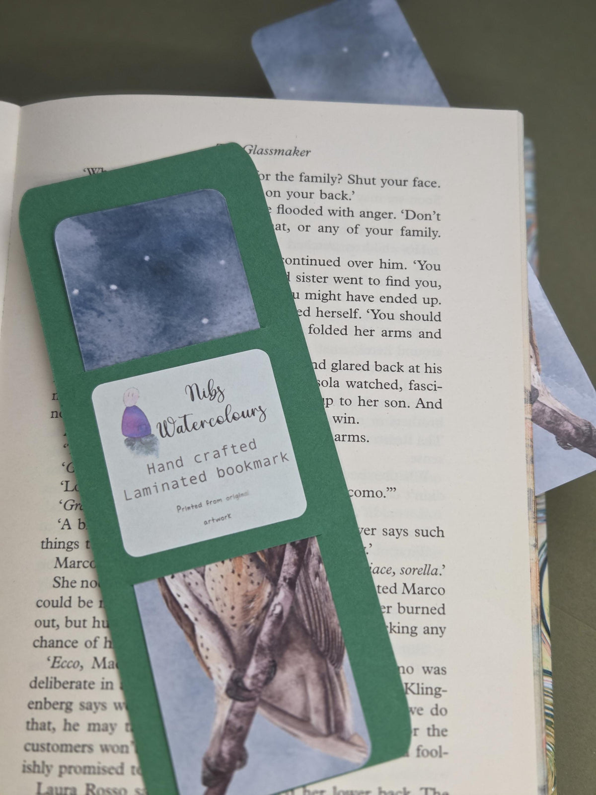 Handmade art print bookmark | watercolour nature bookmark | laminated double sided | wildlife owl