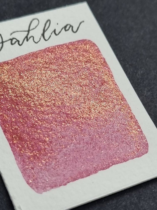Handmade Glitter Watercolor Paint | Dahlia Rose Pink, Gold Duo Chrome
