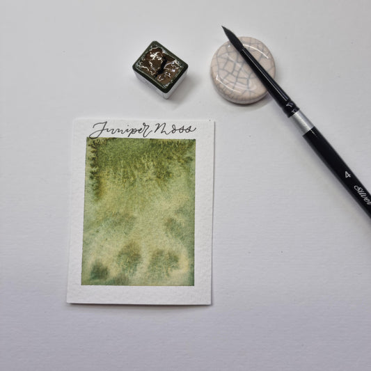 Handmade watercolour paint | granulating/separating Dark Green/yellow | Juniper Moss | artist gift