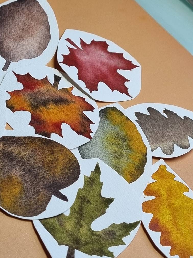 handmade watercolour paint | granulating red | Autumn Leaves Collection  | Maple |