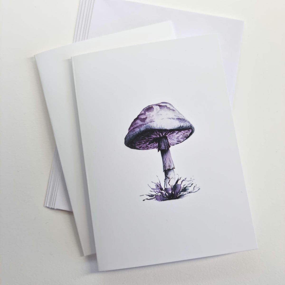 Mushroom Art Print Notecards - Handmade Watercolor Illustration, Set of 6