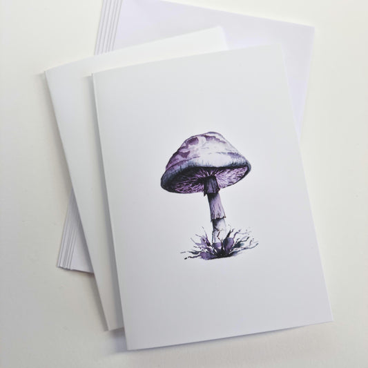 Mushroom Art Print Notecards - Handmade Watercolor Illustration, Set of 6