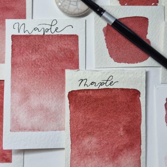 handmade watercolour paint | granulating red | Autumn Leaves Collection  | Maple |