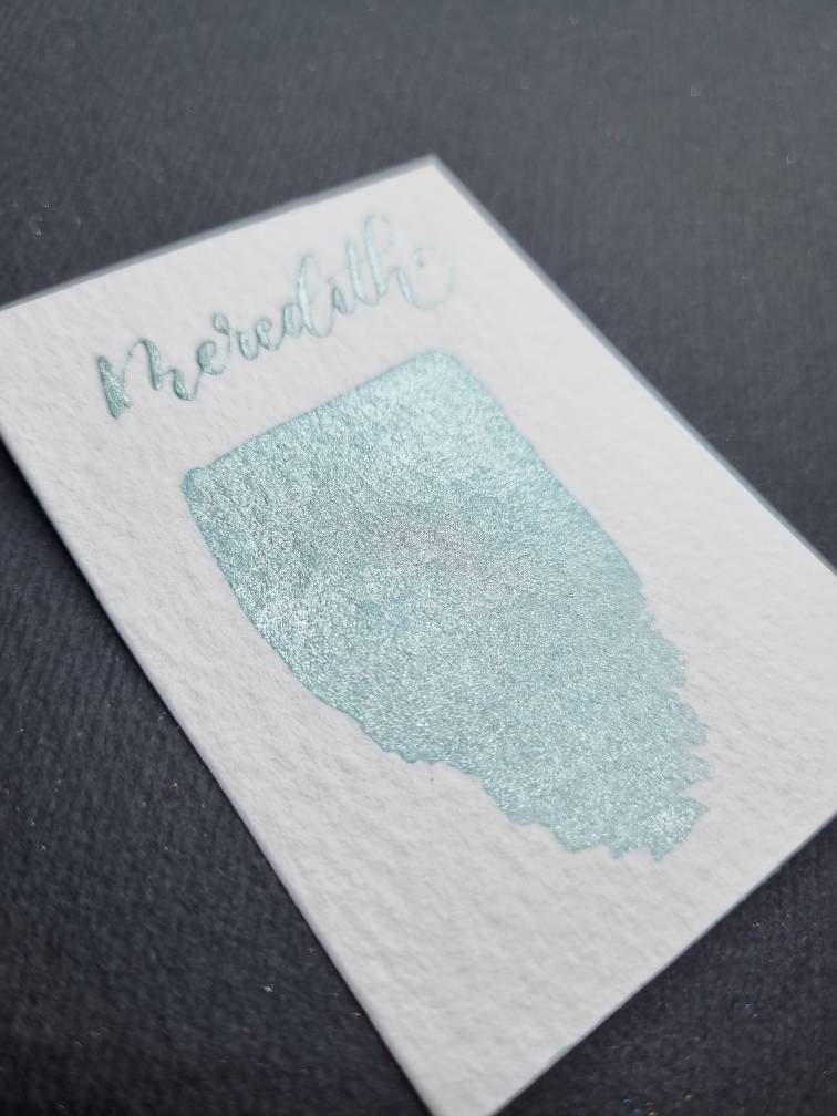 Handmade Mint Green Shimmer Watercolor Paint | Calligraphy, Brush Lettering | Meredith