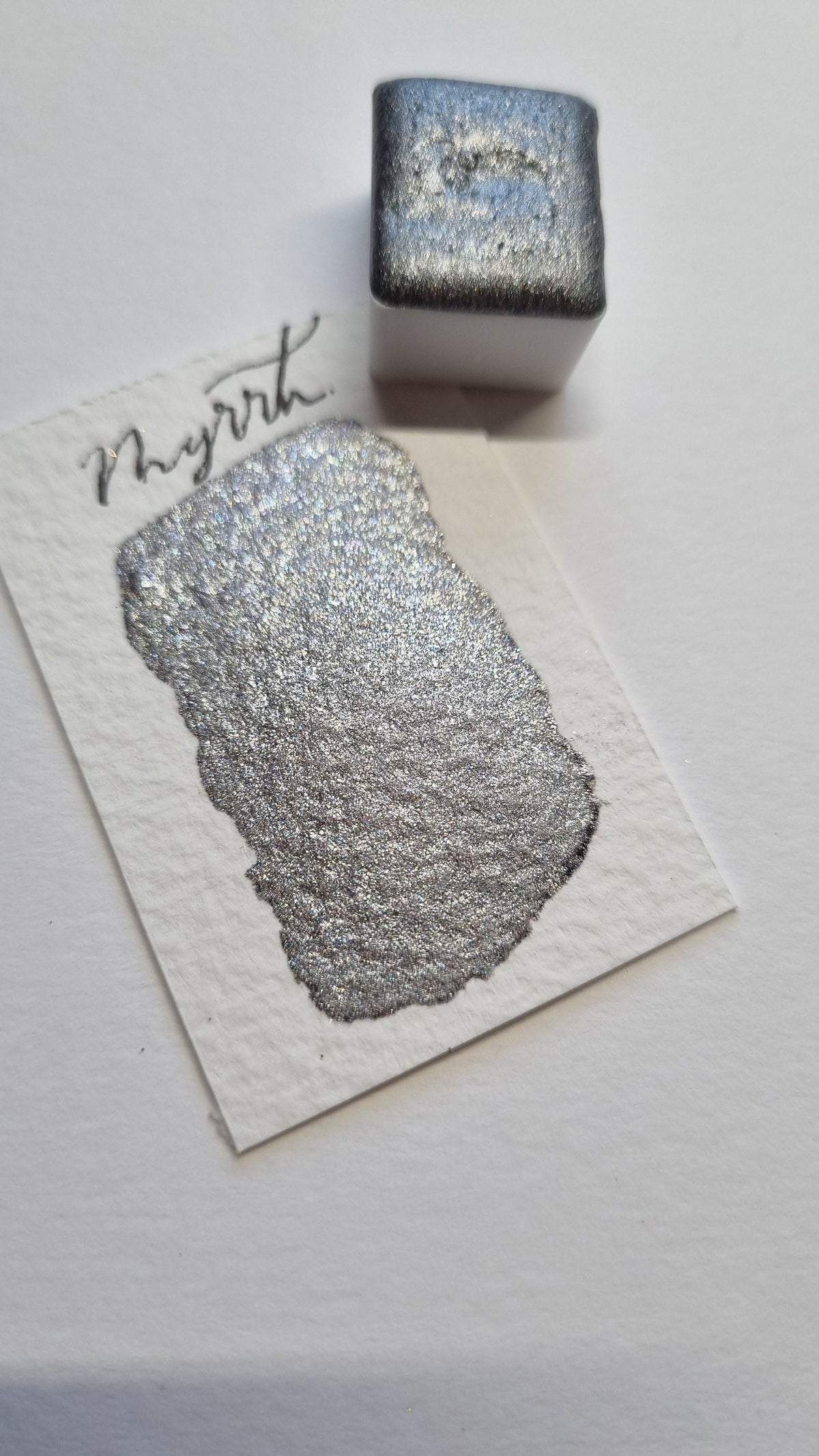 Handmade Glitter Watercolour Paint | Silvery Blue Holographic Shimmer, Myrrh