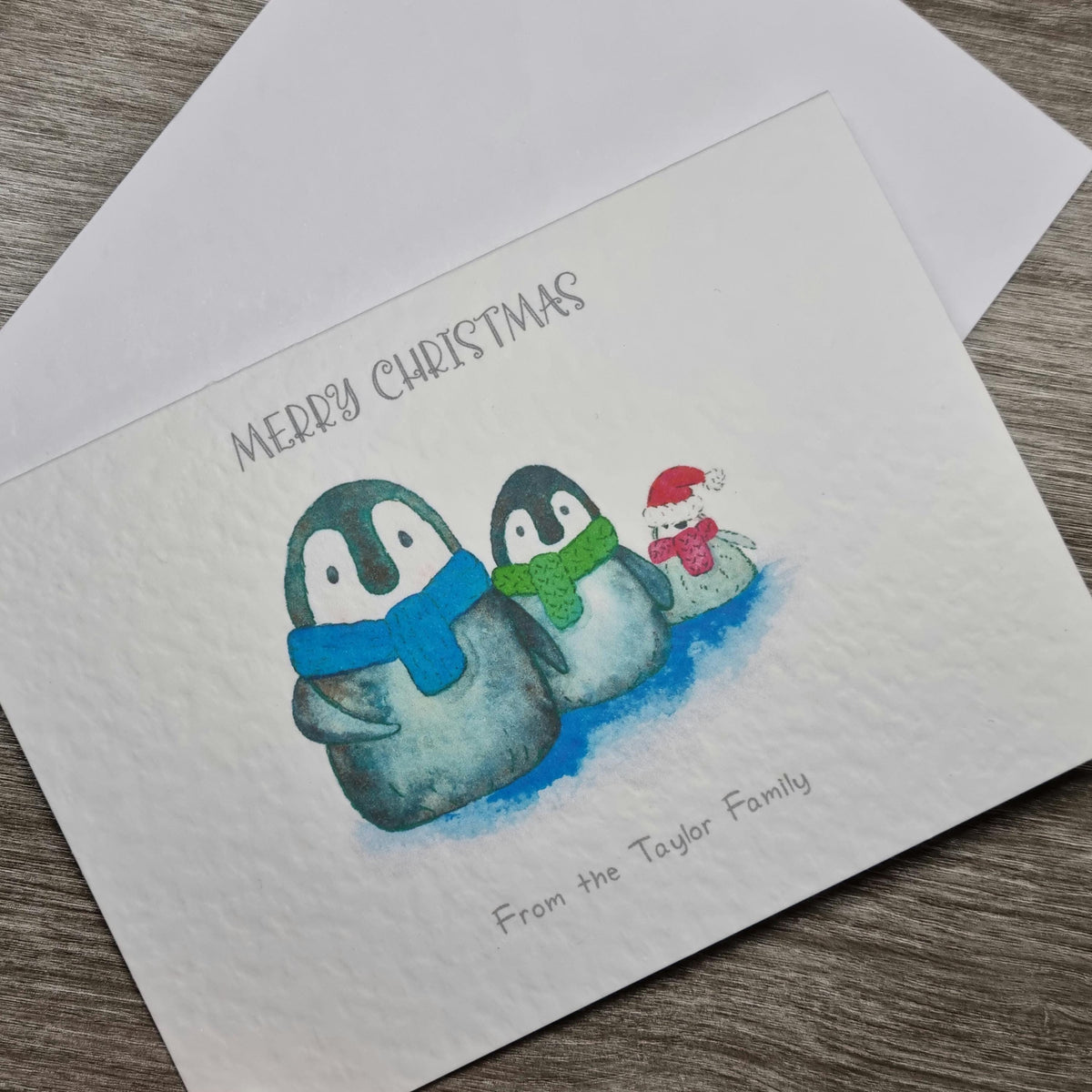 Handmade Festive Animal Christmas Cards - Set of 6, Personalised Option