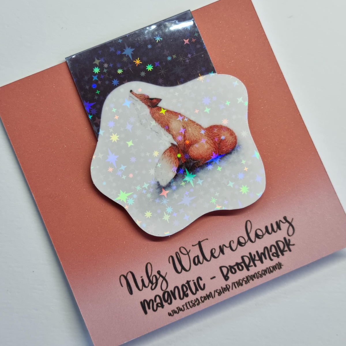 Holographic Fox Magnetic Bookmark – Whimsical Reader Gift