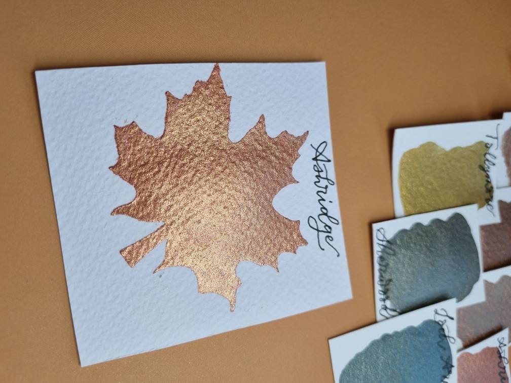 Handmade Copper Orange Shimmer Watercolor Paint | Vegan Mica Half Pan - Ashridge