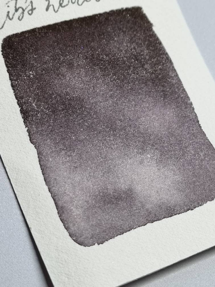 Handmade vegan watercolour paint | Nib's Neutral Tint | dark grey black, purple, green