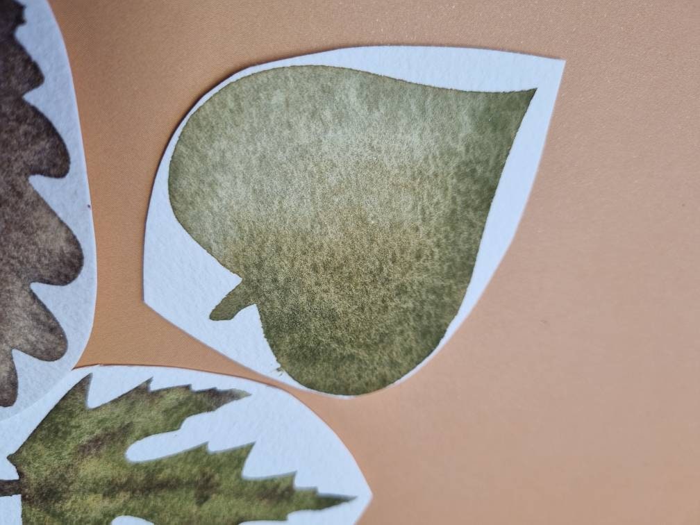 Handmade watercolour paint | Rowan | Autumn Leaves Collection | granulating leaf green