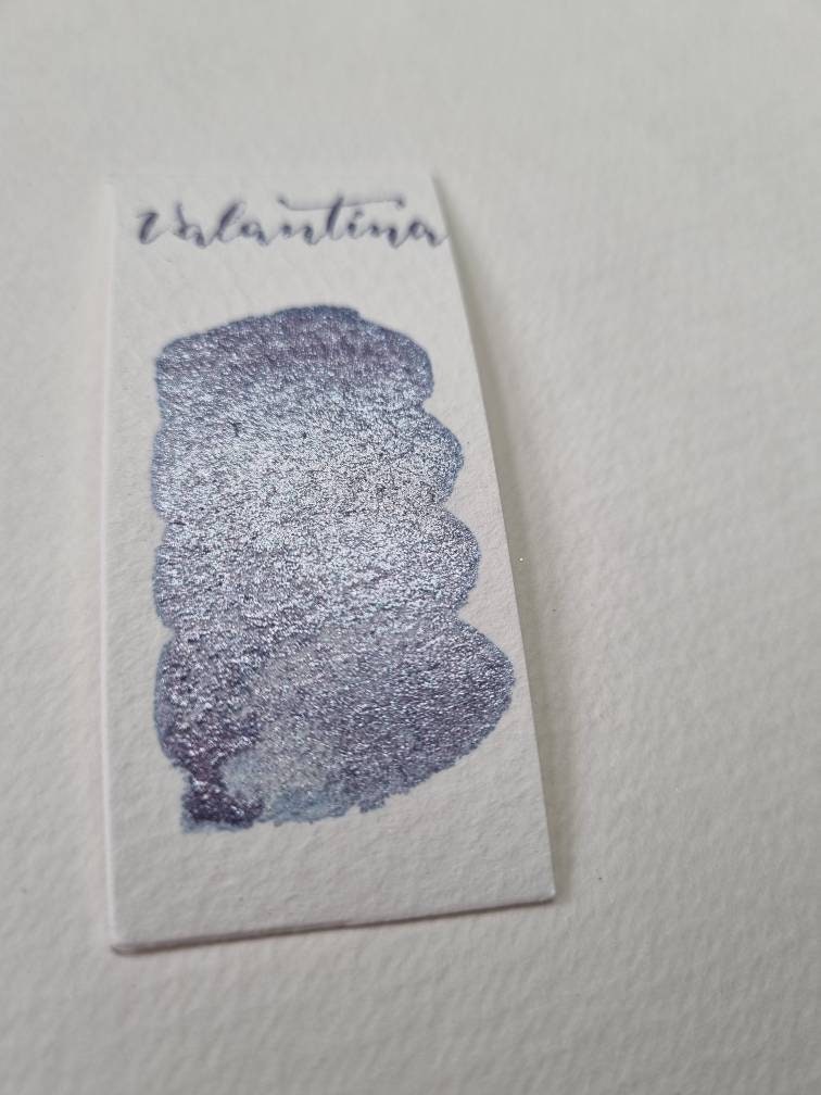 Handmade Glitter Watercolor Paint | Lilac Blue Iridescent, Vegan Half Pan | Valantina