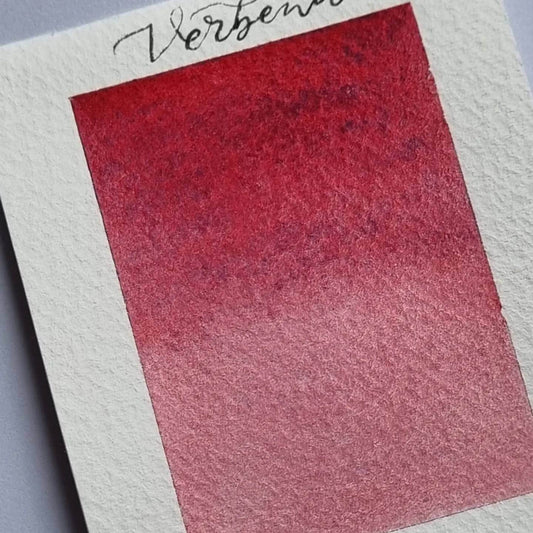 Handmade vegan watercolour paint | granulating and separating red/pink/purple/blue | Verbena