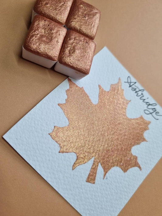Handmade Copper Orange Shimmer Watercolor Paint | Vegan Mica Half Pan - Ashridge