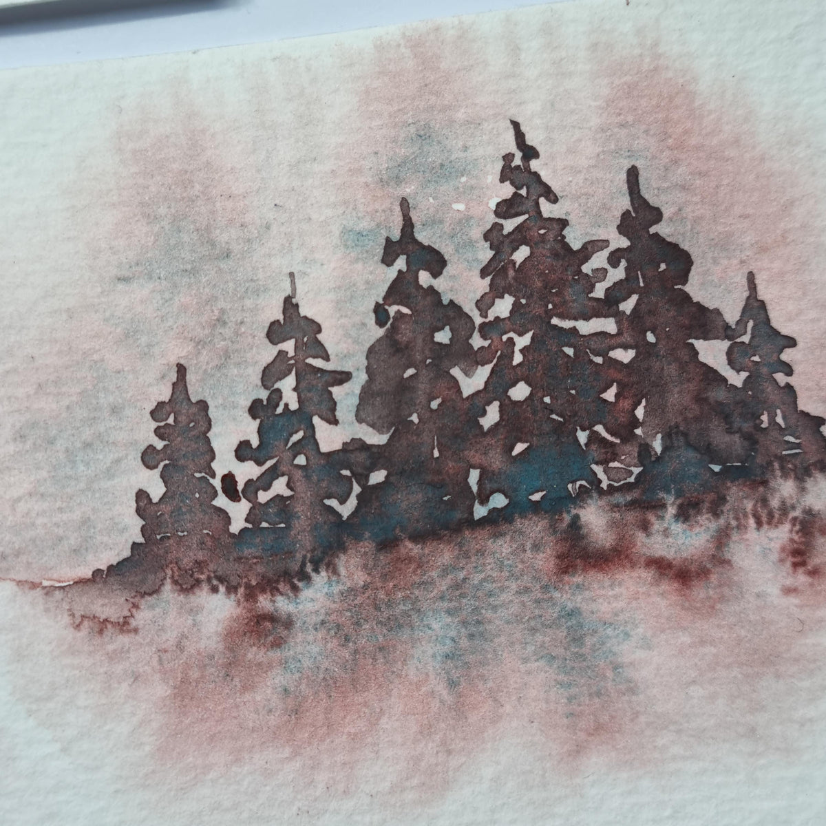 Handmade watercolour paint | Tempest | granulating separating pink red brown blue green | gift for artist