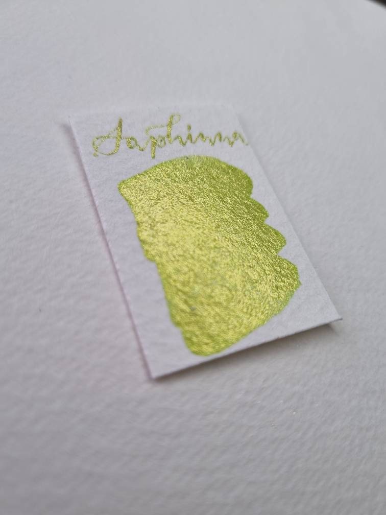 Handmade Glitter Watercolour Paint | Iridescent Lime Green, Vegan Half Pan