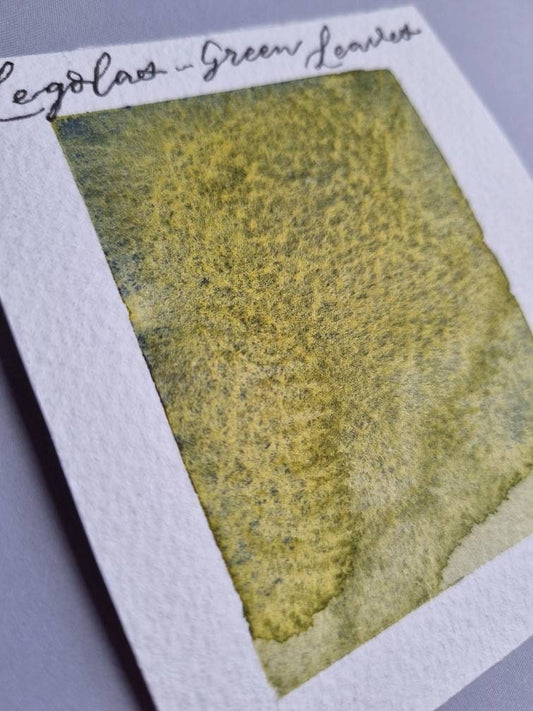 Handmade vegan watercolour paint | granulating and separating green/yellow/blue - Legolas