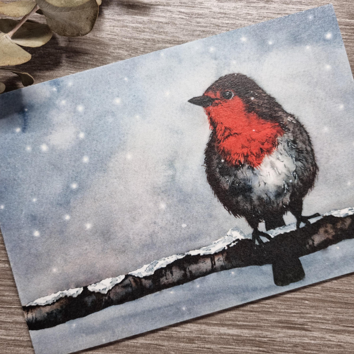 Nature Christmas Card Art Print | Unique Bird Illustration - Robin | Handmade Seasonal Greeting