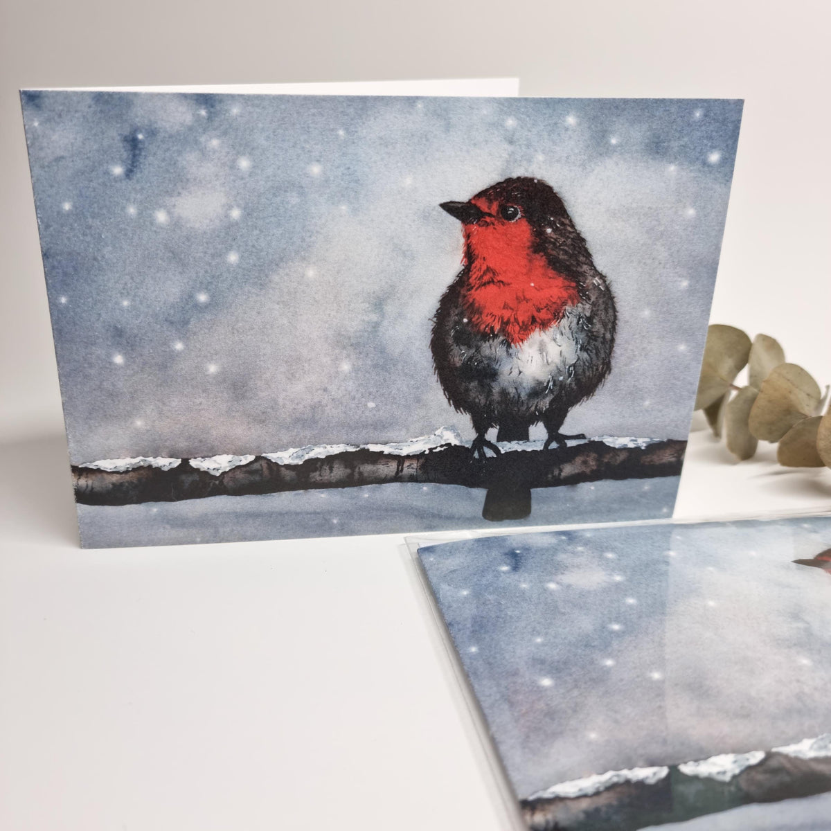 Nature Christmas Card Art Print | Unique Bird Illustration - Robin | Handmade Seasonal Greeting