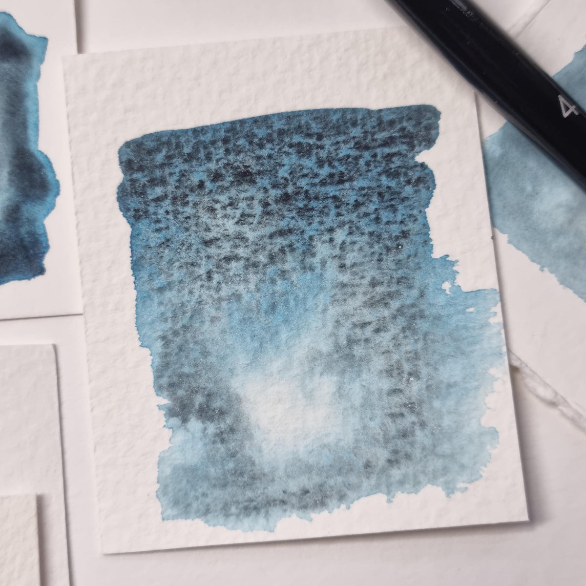 Handmade watercolour paint |Blue/turquoise/black granulating separating | Riva Del Garda | gift for artist |