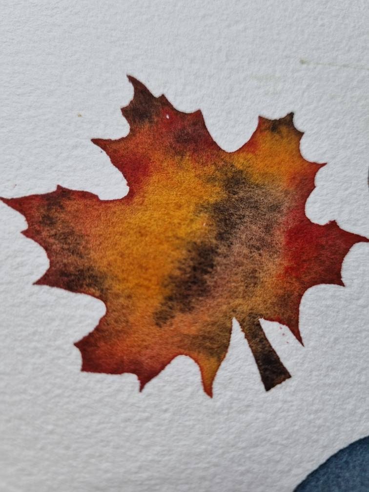 handmade watercolour paint | granulating red | Autumn Leaves Collection  | Maple |