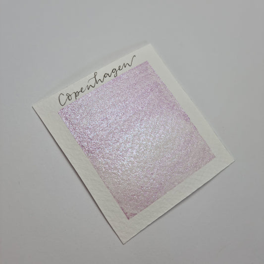 Handmade Shimmer Watercolor Paint | Pink Violet Iridescent Half Pan | Copenhagen