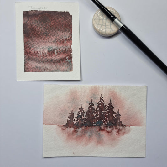 Handmade watercolour paint | Tempest | granulating separating pink red brown blue green | gift for artist