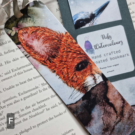 Handmade Fox Bookmark | Wildlife Watercolour Art Print | laminated double sided