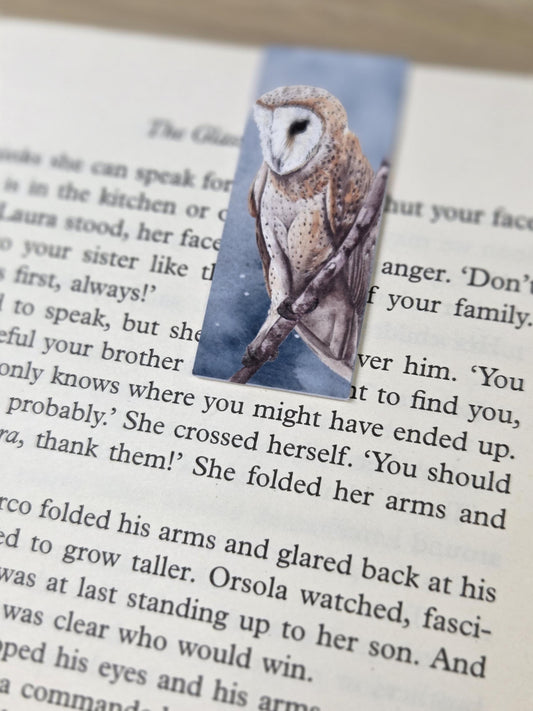 Handmade Magnetic Bookmark | Watercolor Bird Art | Barn Owl illustration