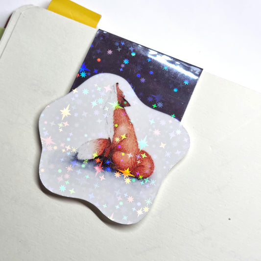 Holographic Fox Magnetic Bookmark – Whimsical Reader Gift