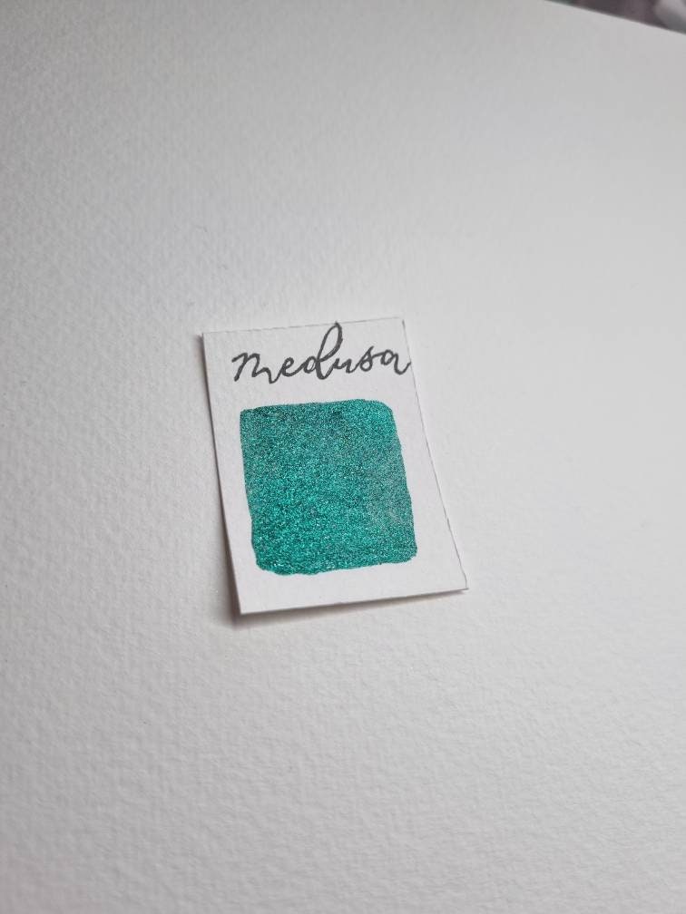 Handmade Medusa Green Chrome Watercolor Paint | Glitter Calligraphy Ink