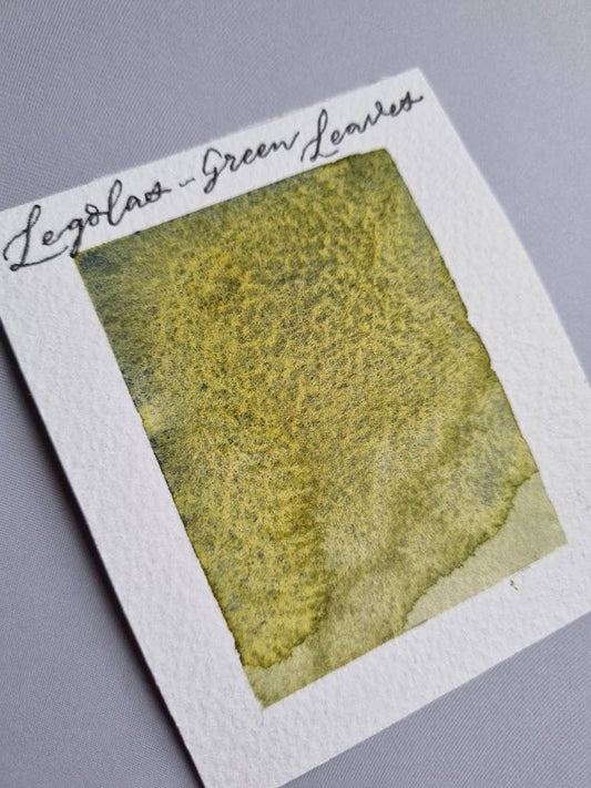 Handmade vegan watercolour paint | granulating and separating green/yellow/blue - Legolas