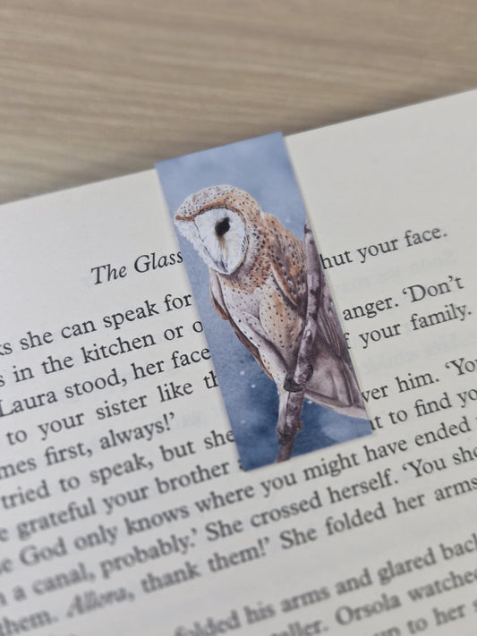 Handmade Magnetic Bookmark | Watercolor Bird Art | Barn Owl illustration