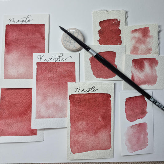 handmade watercolour paint | granulating red | Autumn Leaves Collection  | Maple |