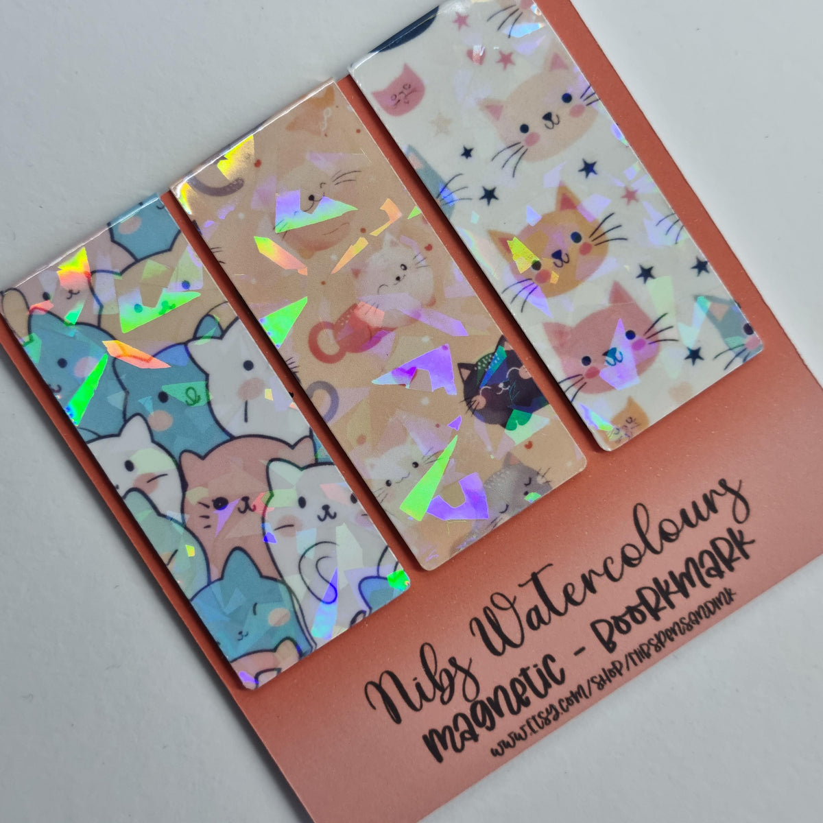Kawaii Cat Magnetic Bookmark | Holographic Gift for Book Lover