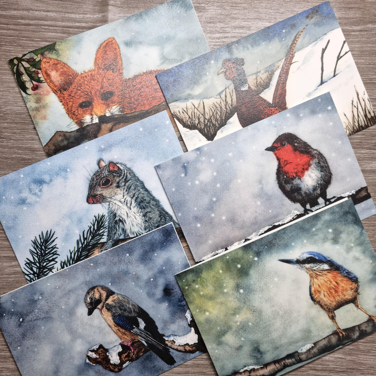 Jay Bird Watercolor Christmas Card | Handcrafted Holiday Greeting