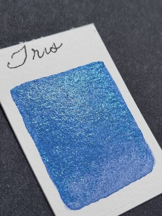 Handmade Glitter Watercolor Paint | Blue Iridescent Metallic, Iris