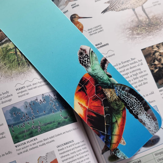 Handmade art print bookmark | watercolour nature bookmark | laminated double sided | wildlife realise turtle