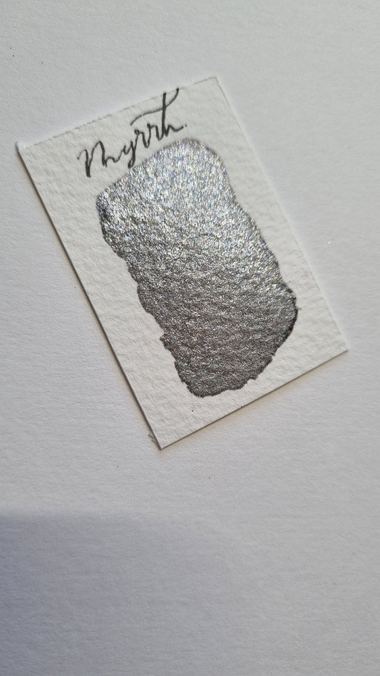 Handmade Glitter Watercolour Paint | Silvery Blue Holographic Shimmer, Myrrh
