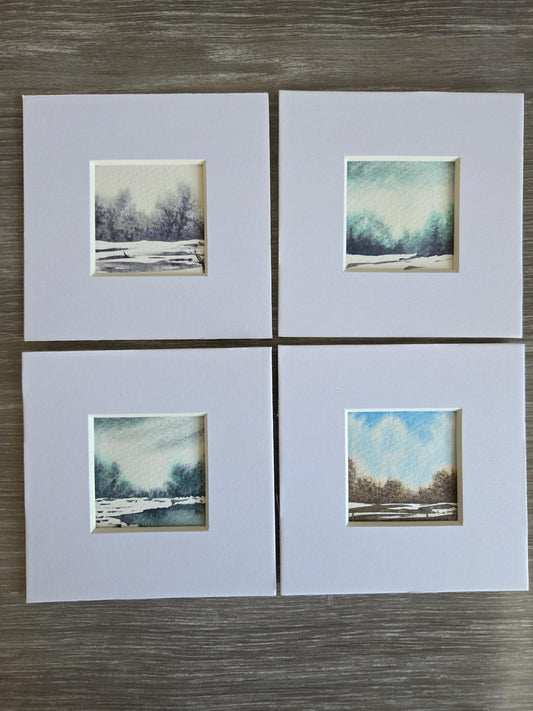 Handpainted original watercolour artwork | Miniature Mounted painting | Storms series