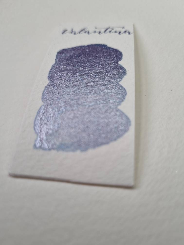 Handmade Glitter Watercolor Paint | Lilac Blue Iridescent, Vegan Half Pan | Valantina